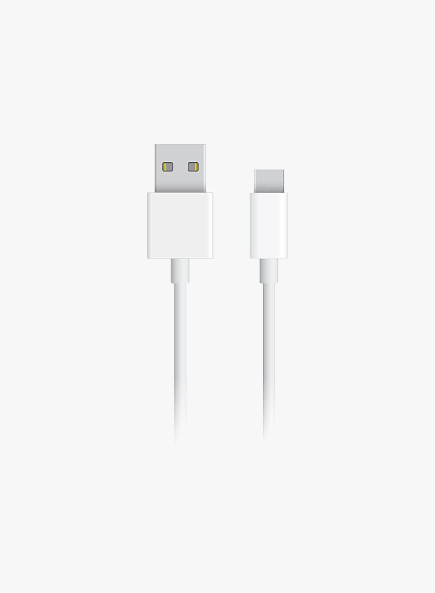 Cable de carga y conexión USB a conector USB-C. Color blanco.